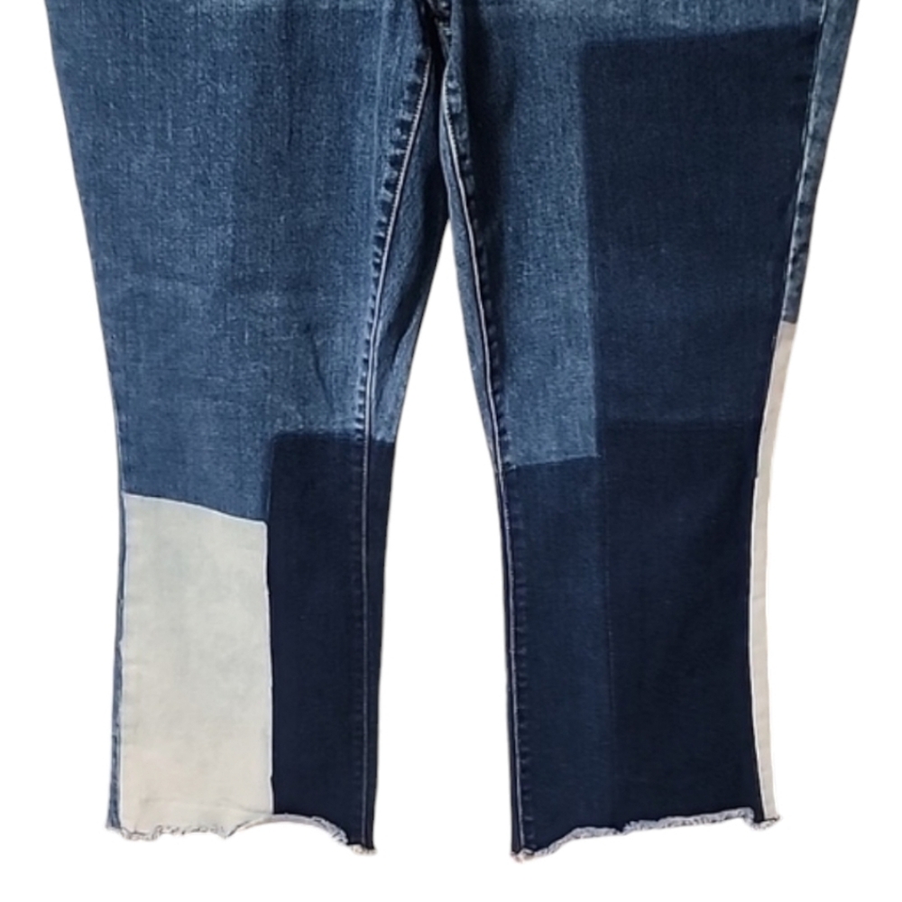 UNIVERSAL THREAD High Rise Kick Boot Crop Jeans 16 33 Patchwork Frayed Flare - Picture 6 of 12